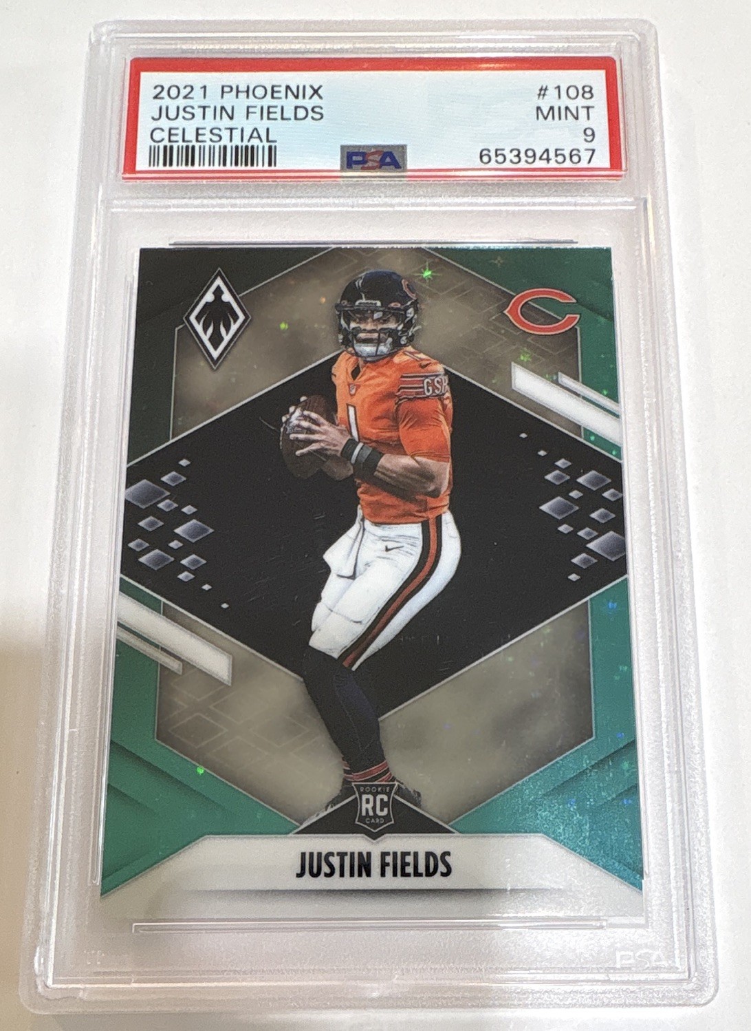 Panini 2021 Phoenix Justin Fields Celestial #108 Rookie RC PSA 9 Bears NFL
