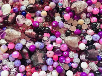 Rosa, Lila, Burgund Klar Mix Perlen Pack S5-20 mm Groß 150g Packung Glasperlen
