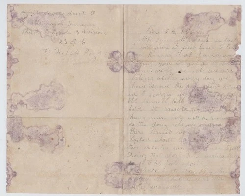 CIVIL WAR LETTER - 104th Ohio Vols - Fighting at Tunnel Hill & Resaca CONTENT !!