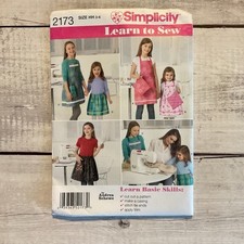 Simplicity 2173 Sewing Pattern Girls Child Apron Half Full Potholder 3-6 UNCUT