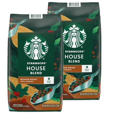 Starbucks House Blend Whole Bean Coffee (40 Ounce) (2 Pack)