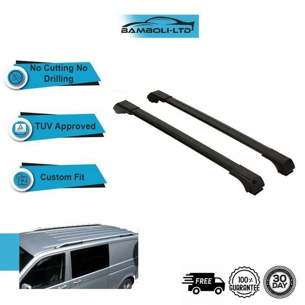 Passend FüR Vw Transporter T5 2003-2016 DachträGer QuerträGer Reling Alu Schw...-image