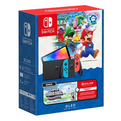 Nintendo Switch OLED Super Mario Bros. Wonder Bundle + 3 Month Online Membership