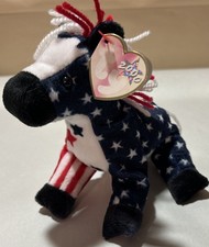 Ty Beanie Baby - LEFTY 2000 the Donkey 6" Stuffed Animal Toy EXCELLENT