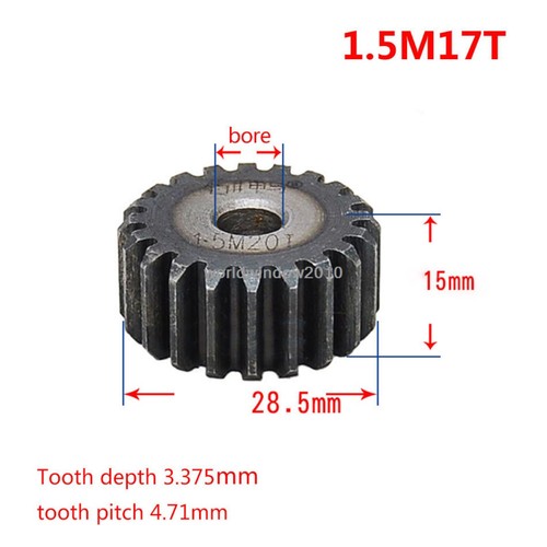 45# Ingranaggio a Spurone Acciaio 1.5M12T-60T Metal Mod 1.5 Pignone Ingranaggio 12-60 Denti Moter Gear - Foto 11 di 61