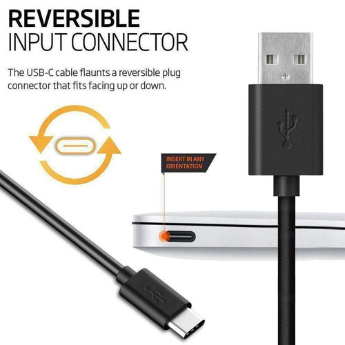 AMZER 10 Feet Type A to USB Type C Reversible Data Sync Charging Cord - Black - Picture 4 of 4