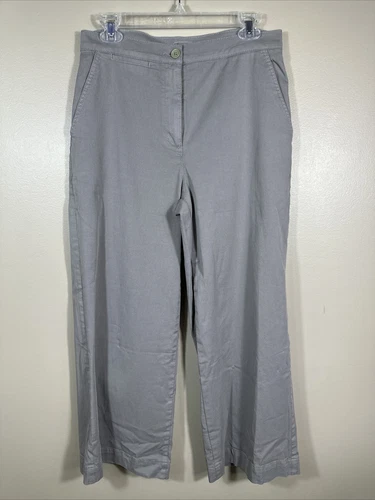 Eileen Fisher Wide Leg Crop Chino Pants Womens Small Washed Gray Stretch