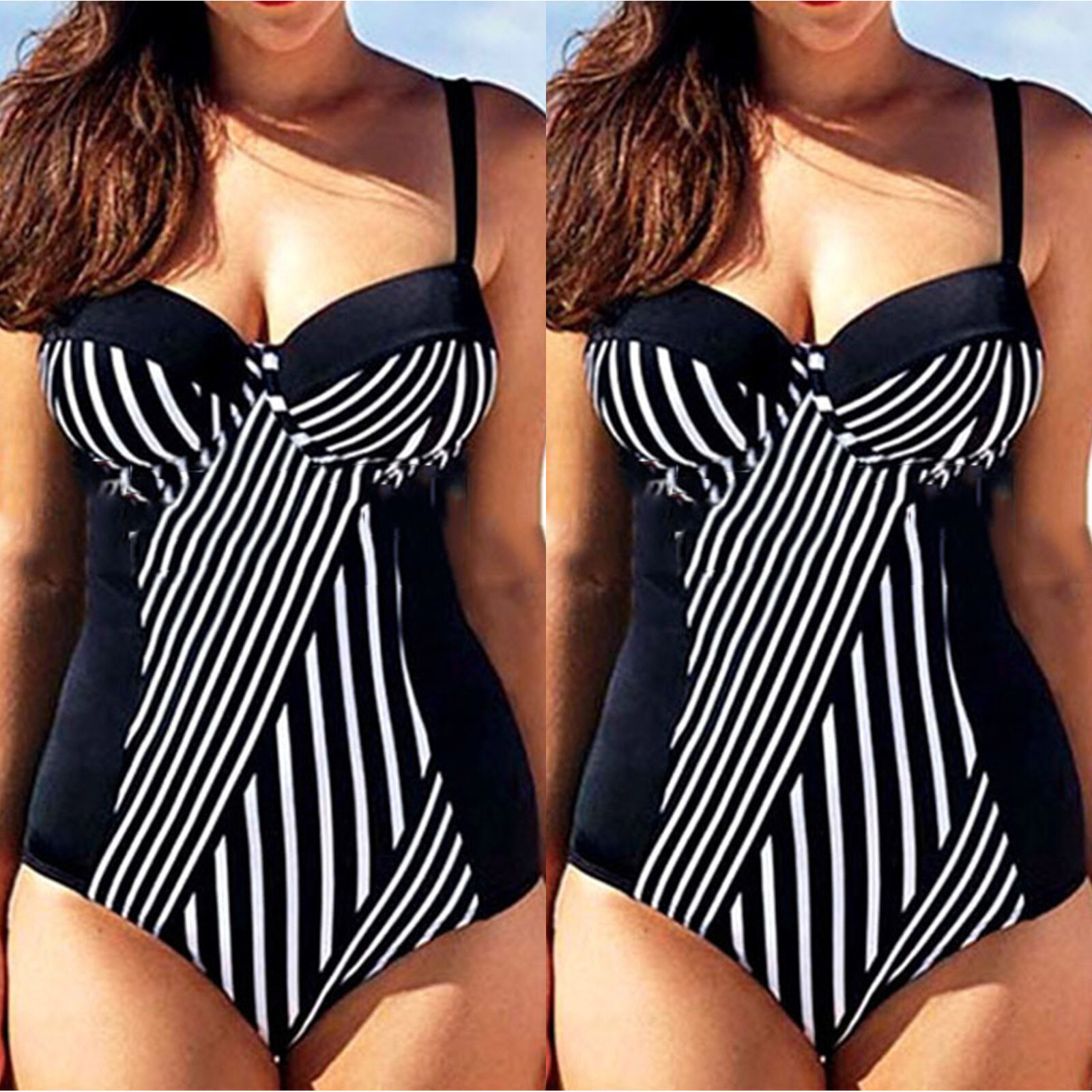 Womens Swimsuit Monokini Push Up Tummy Control Bikini Swimming Costume Plus Size eBay