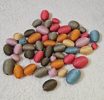 LOT of Round Crochet Wooden Loose Bead DIY Garland Ornament Jewelry Making
