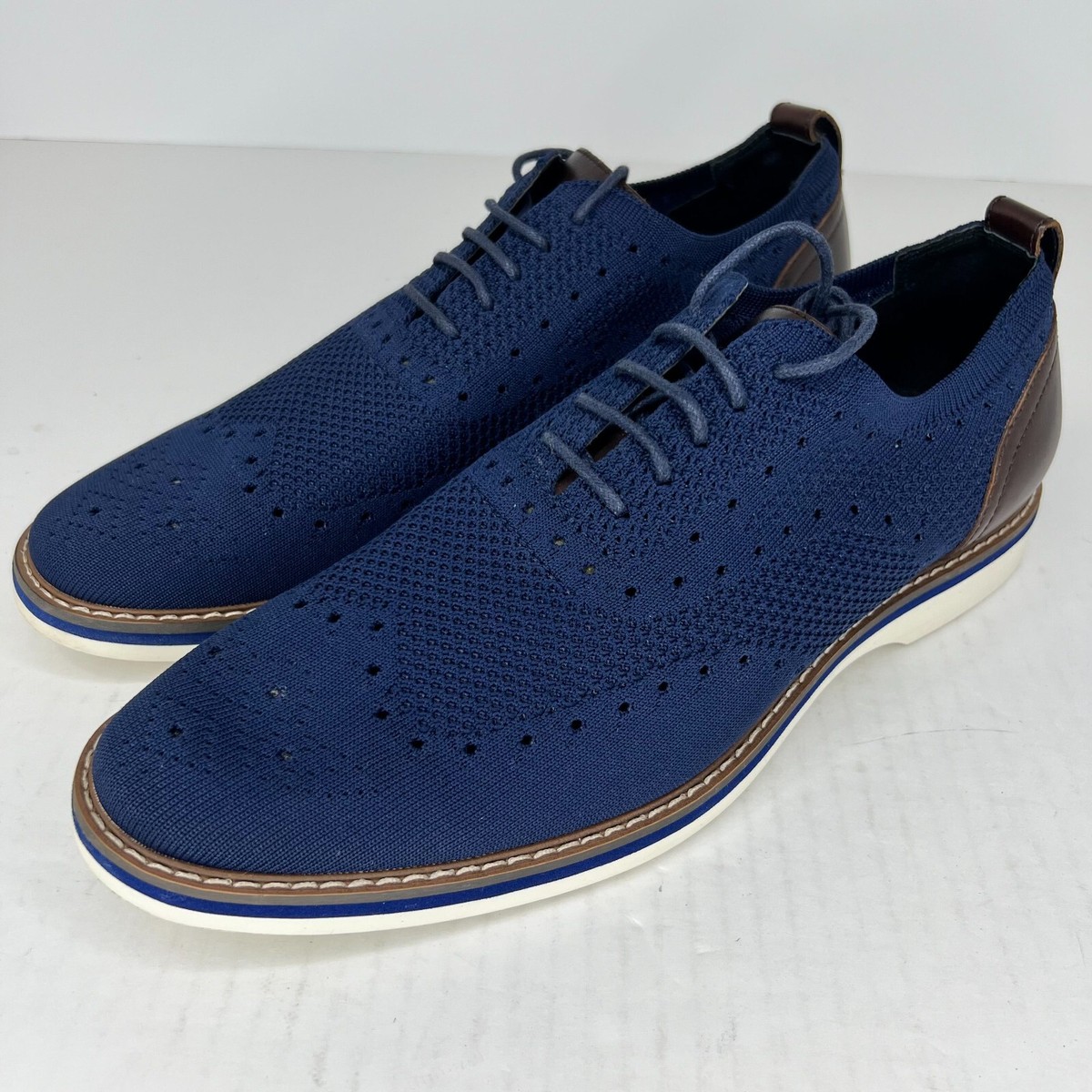 Aiden & Mason Mens AM-Albert3 Blue Oxford Wingtip Mesh Size  display picture 2