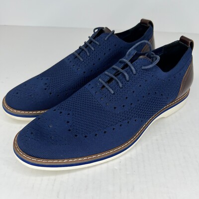 Aiden & Mason Mens AM-Albert3 Blue Oxford Wingtip Mesh Size 10.5M Casual Shoes