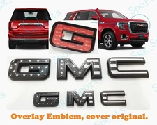 2021-2024 GMC YUKON YUKON XL Front Rear Black American USA Flag OVERLAY Emblem