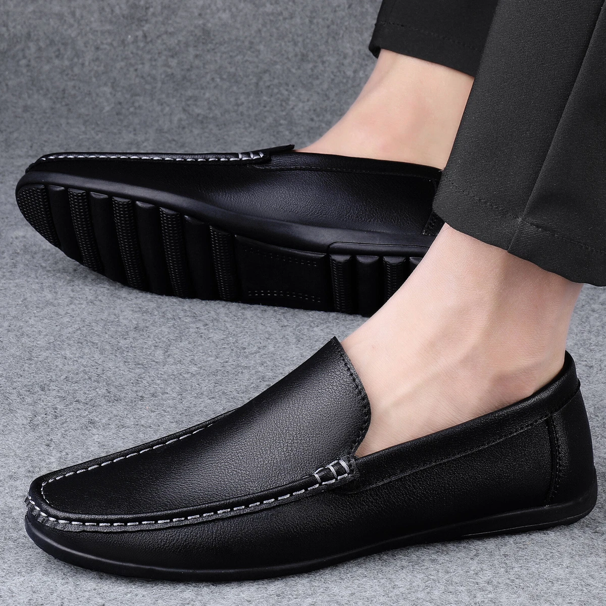 Men s Faux Leather Soft Sole Flats Driving Casual Outdoor Slip On