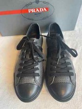 PRADA Grey Saffiano Tennis Shoe, Calfskin, 4E2098 Men's 6 UK, 7 US, 39.5 EU