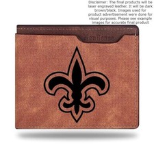 Custom NEW ORLEANS SAINTS Leather Bi Fold Wallet - Laser Engraved Wallet