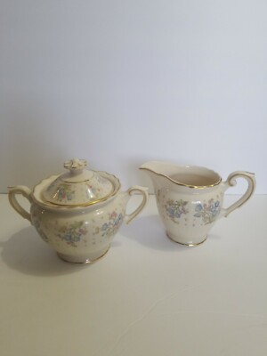 Syracuse Forget Me Not Sugar Bowl with lid and Creamer