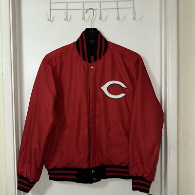 Cincinnati Reds JH Design Black/Red Reversible Jacket Mens Medium