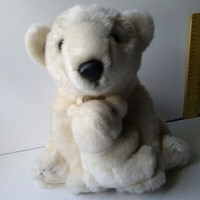 2003 Miyoni by Aurora 12" Polar Bear holding Cub Plush Stuffed animal