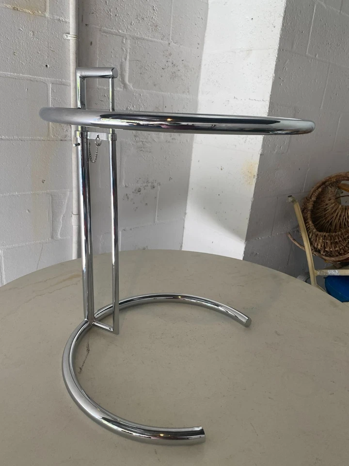 Eilleen Gray Style Chrome Round Glass Top Side Table 20.5 X 23 Inches - Image 3 of 4
