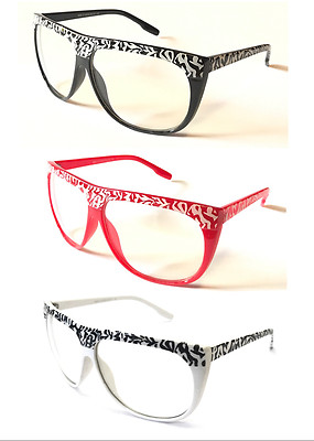 Y1247 Stylische große optische UV400 Schutz klare Gläser Brille Zebra gemustert