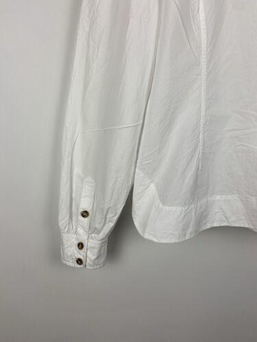 PVP $205 GANNI Camisa Blanca Algodón Gran Tamaño Cuello con Volantes Talla 38 - Imagen 15 de 19