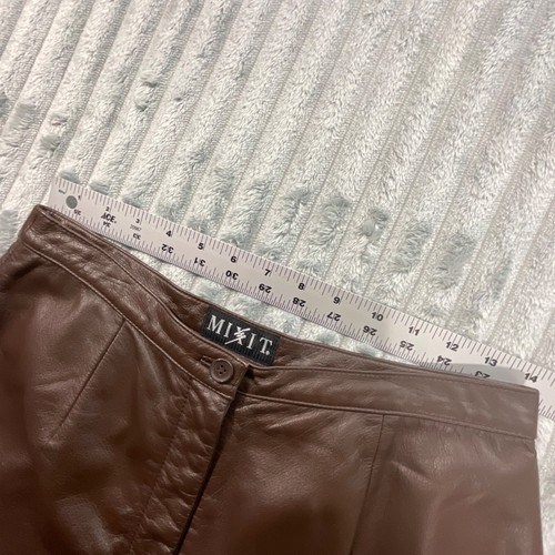 Mixit Y2K Leather Pants Womens 8 High Rise Supple 28x31 Chocolate VTG Streetwear - Picture 4 of 8