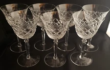 Crystal 7 Wine or Water Goblets Unknown Maker Measure 6 1/4" Tall Lovely