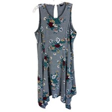 Torrid Floral Gray Dress Sleeveless Size 1 Plus Size Asymmetrical
