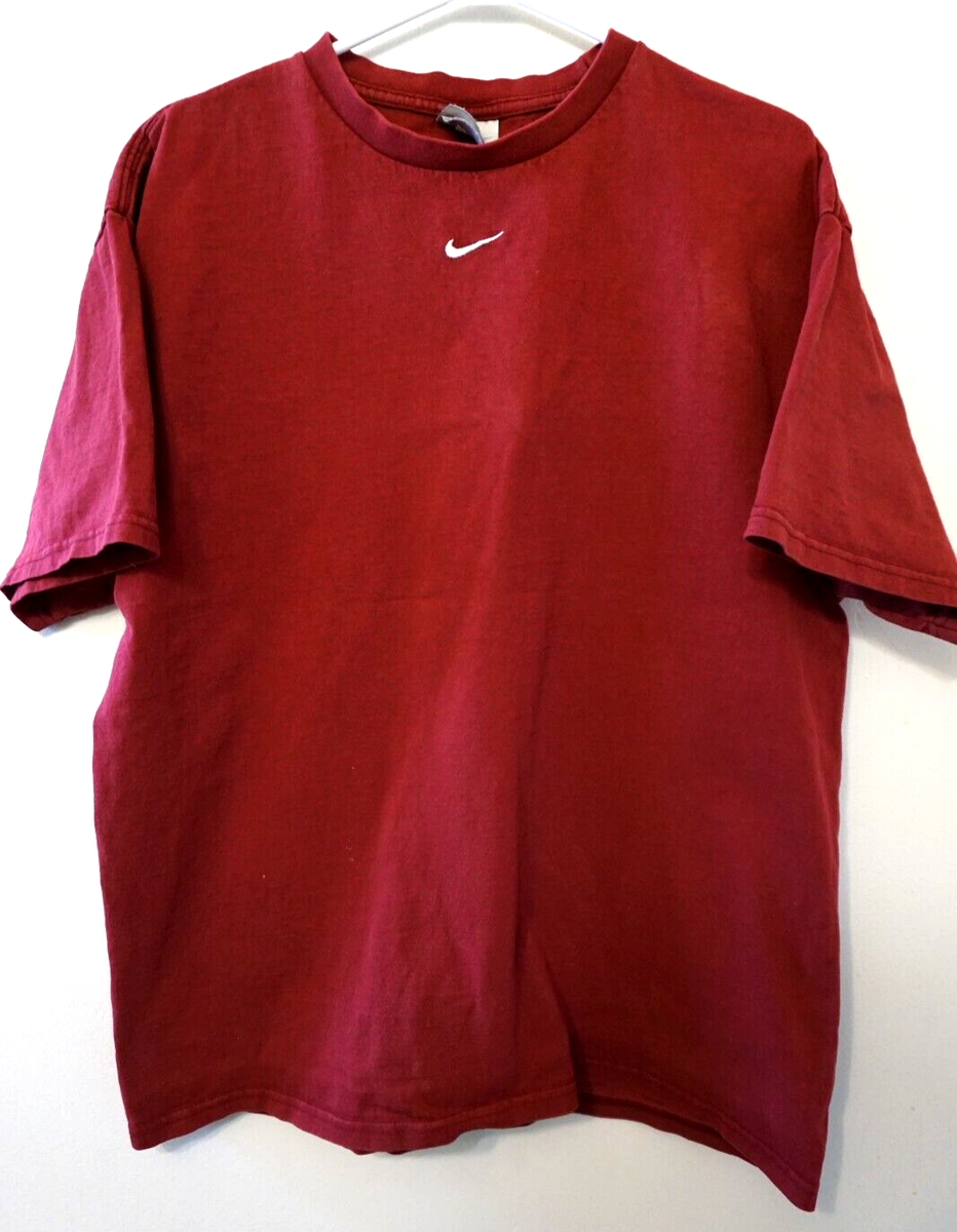 Vintage Nike Centre Swoosh Short Sleeve T Shirt 90s Red Gray Tag