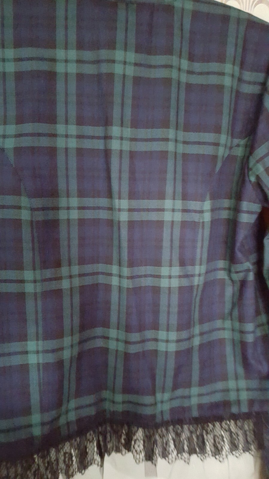 FILA Giacca Tartan Nero Cacciatore Tre File di Bordo in Pizzo TG SA