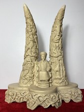 Reproduction Elaborate Exhibition Double Rhino Horn Carved Sculpture