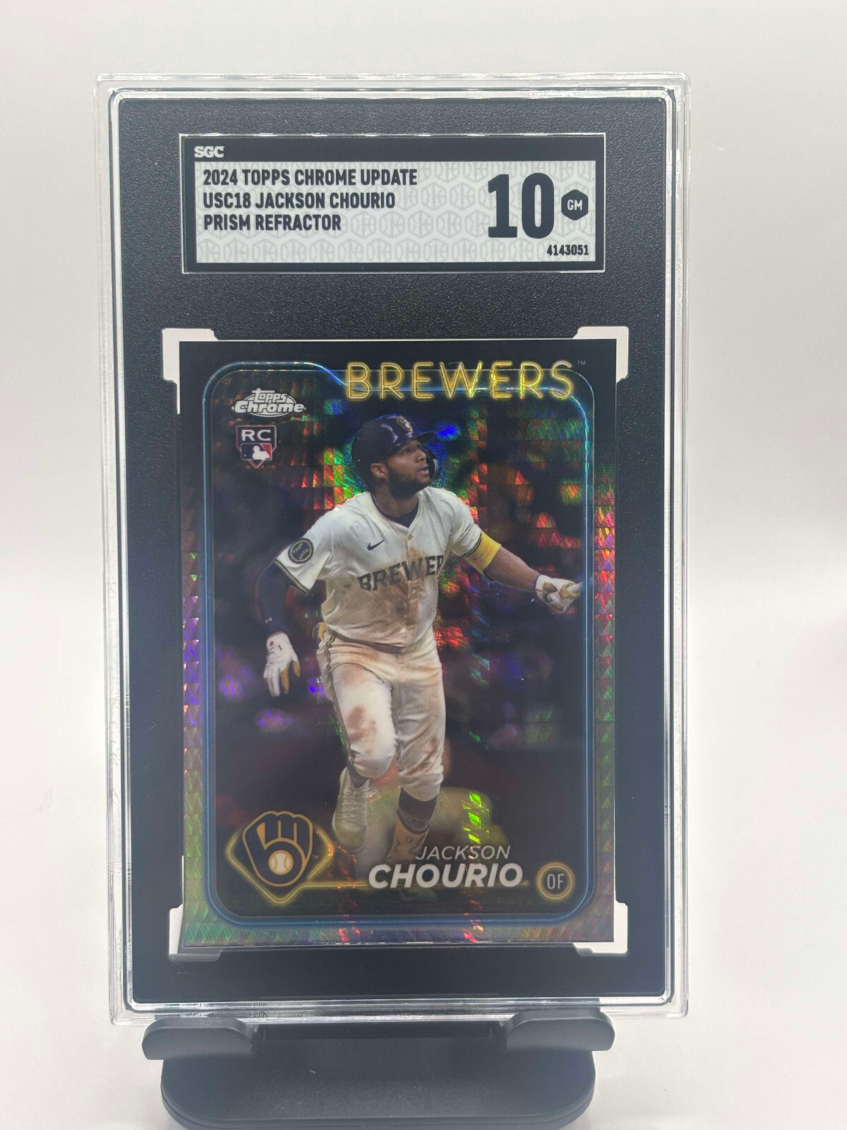 2024 Topps Chrome Update SGC 10 Jackson Chourio Rookie Prism Refractor USC18