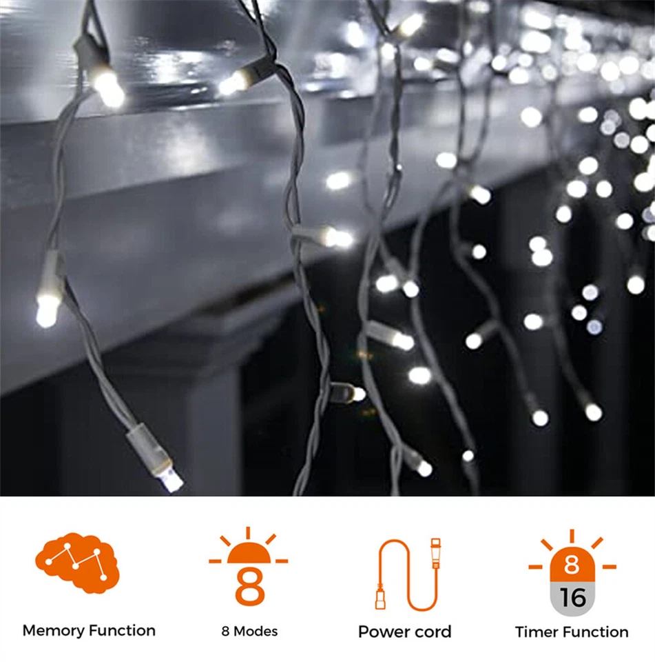 X'mas Special Icicle Christmas Fairy Lights with 10M Lead,8 Modes, Memory, Timer - Image 3 of 4