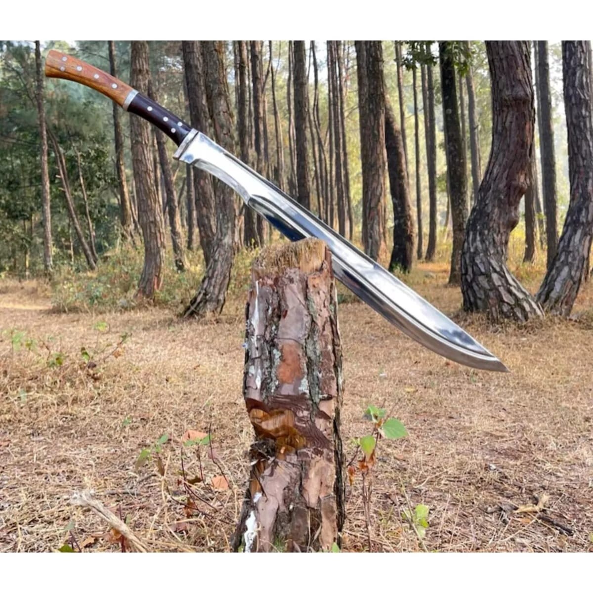 Custom Handmade Carbon Steel Blade Survival Machete Sword Hunting Sword ...