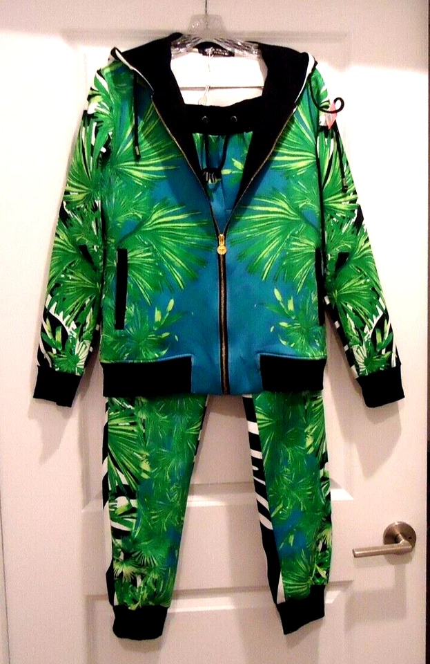 Versace Classic V2 Jungle Zebra Print  Men's Set 2 pc Pants Hoodie RN# V00238-11 - Image 2 of 4