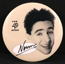 Norm - Fox 49 KPDX 80's Portland Oregon TV News Station VTG Pinback Button Pin