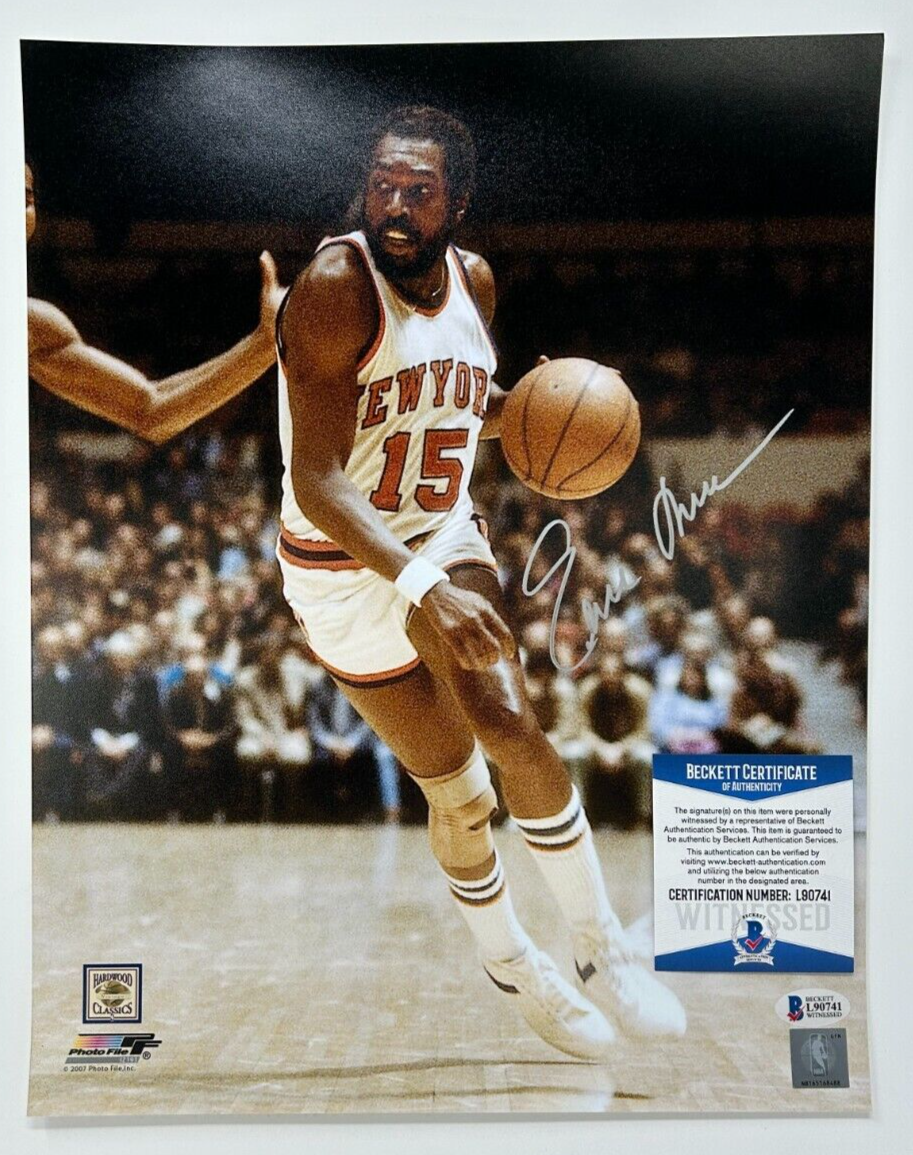 Earl Monroe Autographed Signed New York Knicks 11x14 Photo Beckett (BAS) COA 741 