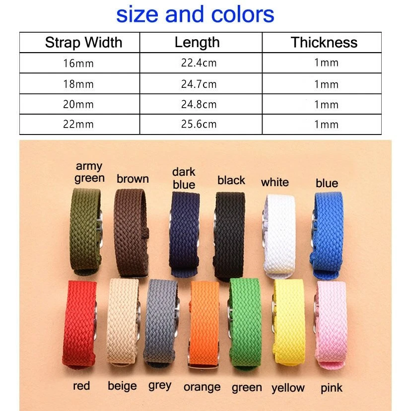 No-hole Nylon Band 14-18mm 20mm 22mm Weave Fabric Watch Strap Canvas Wrist Belt - Image 4 of 4