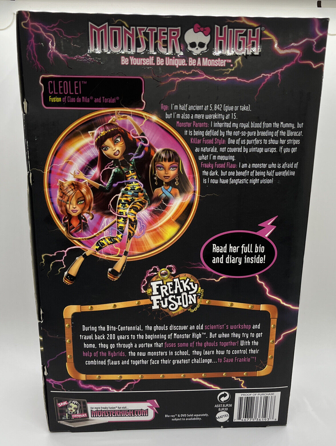 Monster High HTF retired Freaky fusion Cleo de Nile to Toreli G1 w/ clothes  doll