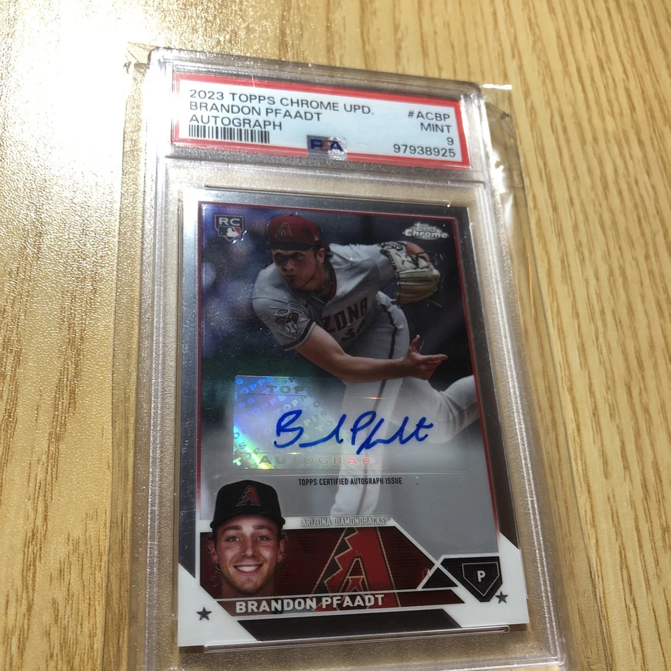 2023 Topps Chrome Brandon Pfaadt Psa 9 Mt RC Auto Gold Wave Refractor Rookie QG - Image 3 of 4