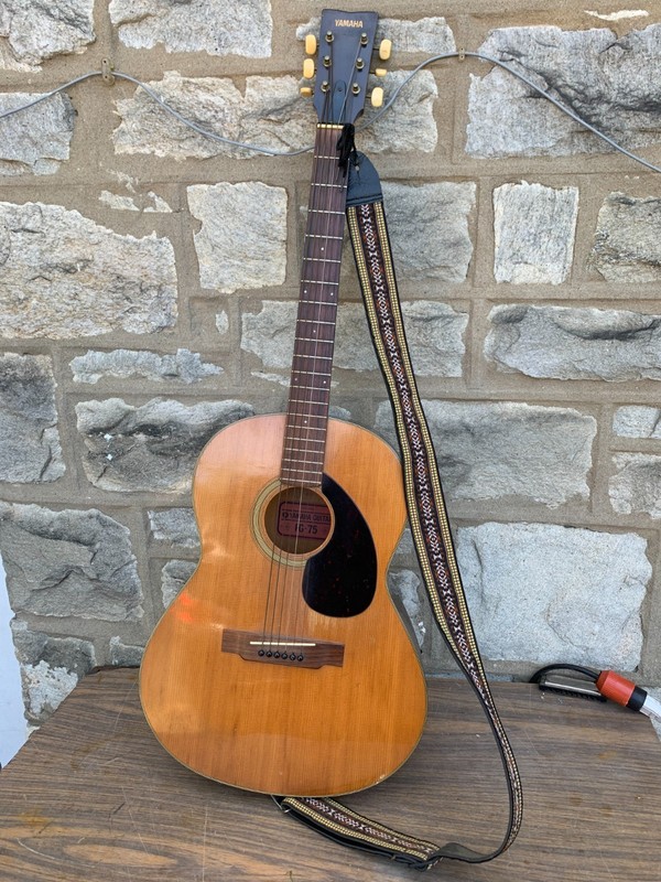 Yamaha FG 75 Vintage 1970's Acoustic Guitar 6 String With A Strap S/N T187899