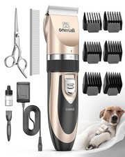 Dog Clipper Low Noise, Dog Grooming Kit with Rechargeable, Pet Shaver Cordless