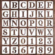 LXUEJIE 4 Inch Letter and Number Stencils 36 Pcs, Reusable Alphabet White