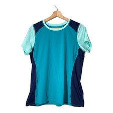 L.L. Bean Womesn Rash Guard Swim Shirt Size Medium Blue 40+UPF Travel Vacation