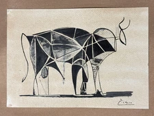 Pablo Picasso (Handmade) Mixed Media Paper Drawing Signed and Stamped