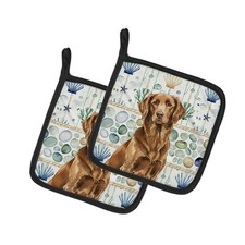 Caroline's Treasures Liver Flat-Coated Retriever Coastal Sea Glass Potholders