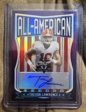 Trevor Lawrence 2021 Leaf Valiant RC All American Auto Purple RC /25 Jags