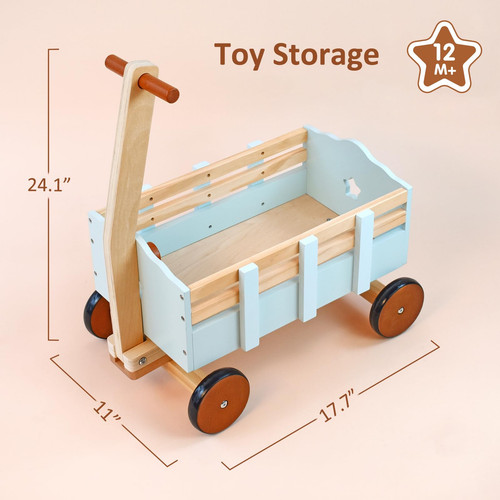 Kids Wagon Toy,Wooden Toys Cargo Walker Cart Wagon Stroller,Toddler Push and ... - Bild 6 von 7