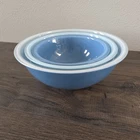 Vintage Pyrex Moody Blues Nesting Mixing Bowls Set Clear Bottoms 325 USA
