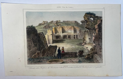 MALTA GOZO TOUR DES GEANTS 1860 ANTIQUE ENGRAVED VIEW 19TH CENTURY